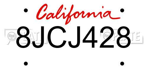 8JCJ428 California License Plate