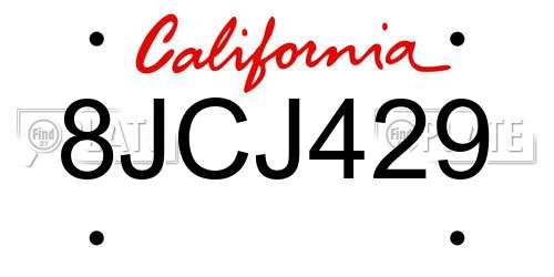 8JCJ429 California License Plate