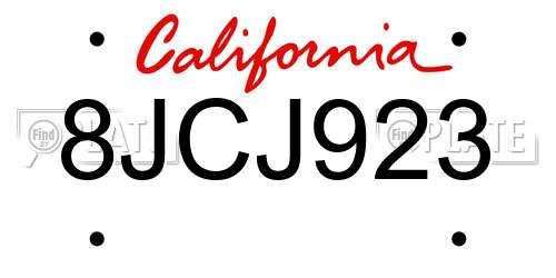 8JCJ923 California License Plate