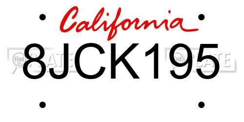 8JCK195 California License Plate