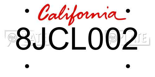 8JCL002 California License Plate