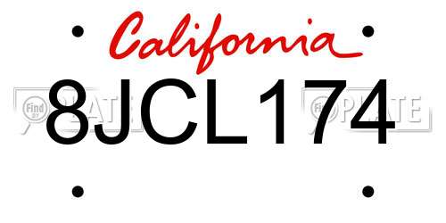8JCL174 California License Plate