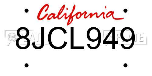 8JCL949 California License Plate