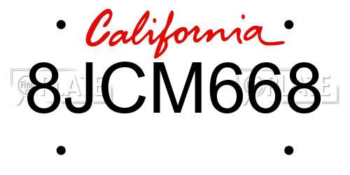 8JCM668 California License Plate