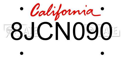 8JCN090 California License Plate