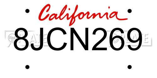 8JCN269 California License Plate