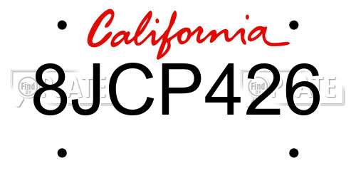 8JCP426 California License Plate
