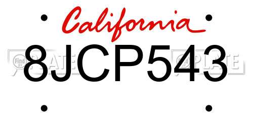 8JCP543 California License Plate