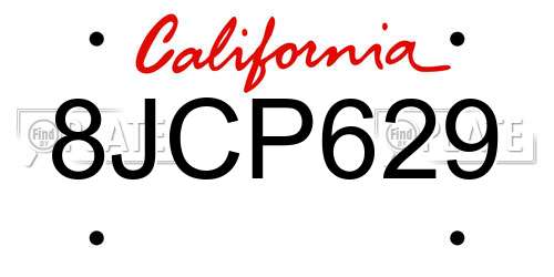 8JCP629 California License Plate