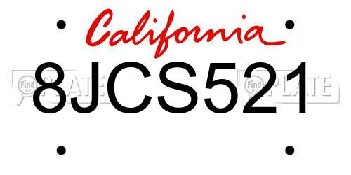 8JCS521 California License Plate
