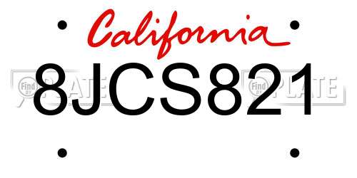 8JCS821 California License Plate