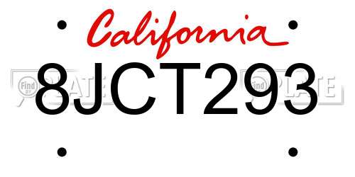 8JCT293 California License Plate