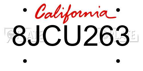 8JCU263 California License Plate