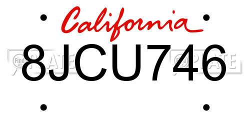 8JCU746 California License Plate