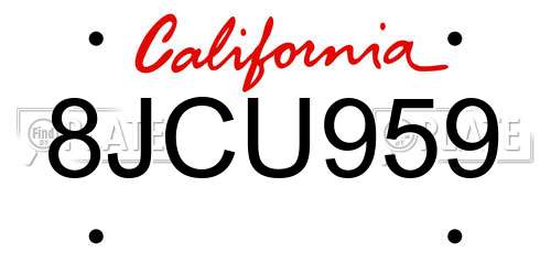 8JCU959 California License Plate