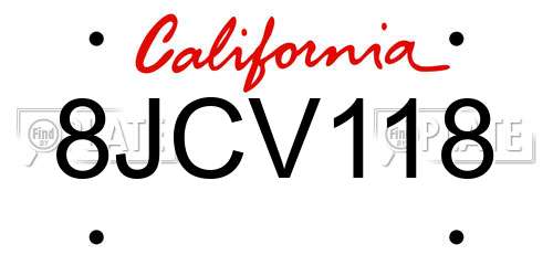 8JCV118 California License Plate