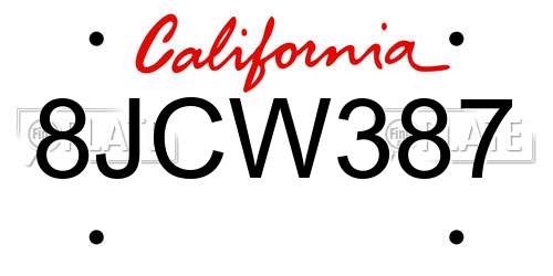 8JCW387 California License Plate