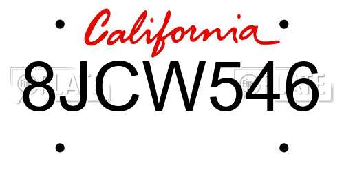 8JCW546 California License Plate