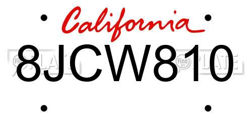 8JCW810 California License Plate