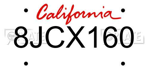 8JCX160 California License Plate
