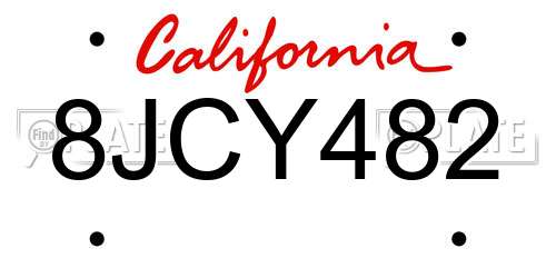 8JCY482 California License Plate
