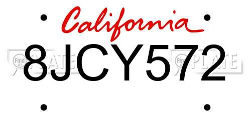 8JCY572 California License Plate
