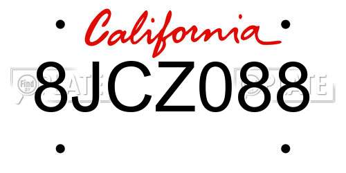 8JCZ088 California License Plate