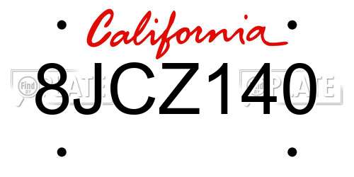 8JCZ140 California License Plate