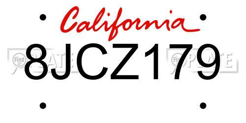 8JCZ179 California License Plate