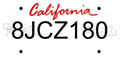 8JCZ180 California License Plate