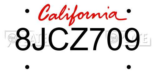 8JCZ709 California License Plate