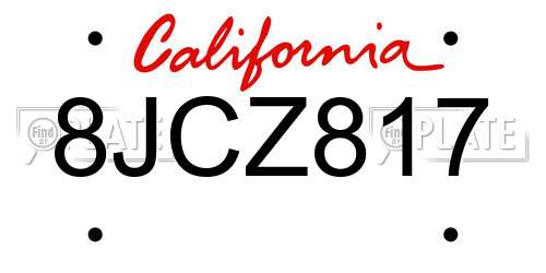 8JCZ817 California License Plate