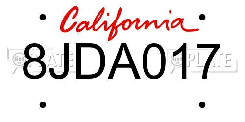 8JDA017 California License Plate