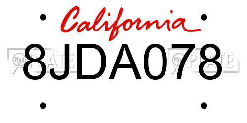 8JDA078 California License Plate