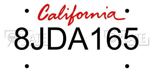 8JDA165 California License Plate