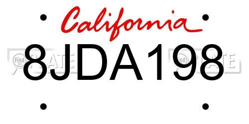 8JDA198 California License Plate