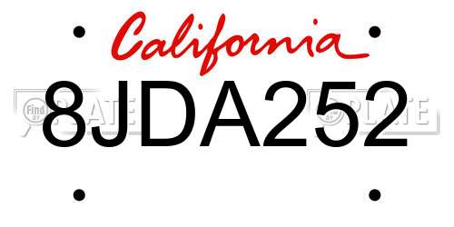 8JDA252 California License Plate