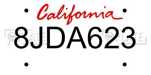 8JDA623 California License Plate