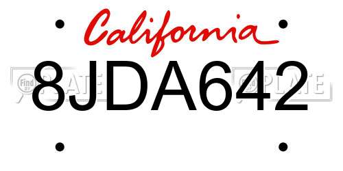 8JDA642 California License Plate