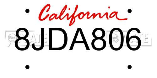 8JDA806 California License Plate