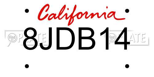8JDB14 California License Plate