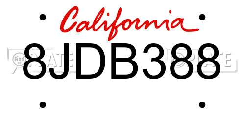 8JDB388 California License Plate
