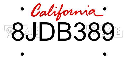 8JDB389 California License Plate