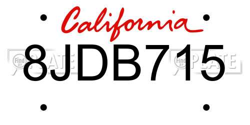 8JDB715 California License Plate