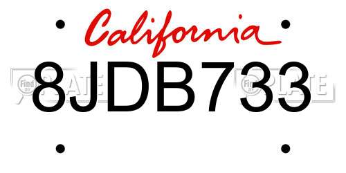8JDB733 California License Plate