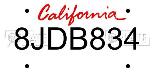 8JDB834 California License Plate