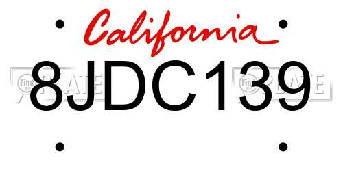 8JDC139 California License Plate