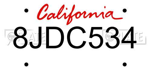 8JDC534 California License Plate