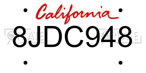 8JDC948 California License Plate
