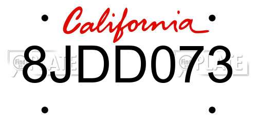 8JDD073 California License Plate